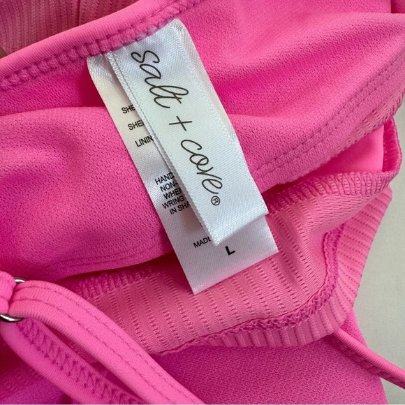 NWT Salt + Cove Not What It Seams Bikini Crop Top Peony Pink Size L - Picture 6 of 11